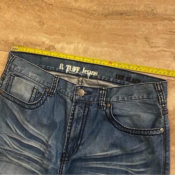 B Tuff Distressed Jeans Men's 36X36 Bootcut Western Wear Blue Denim Pants Cotton - Picture 4 of 14